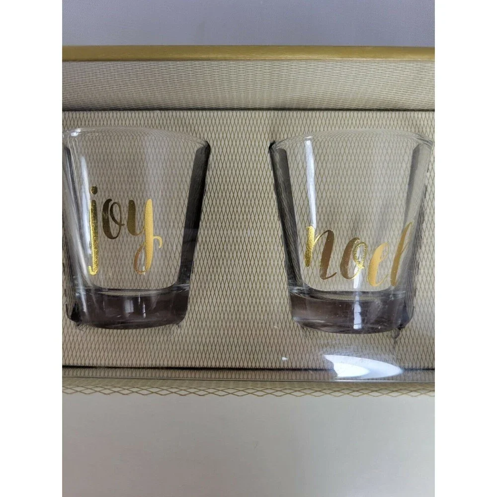 Set of 4 Christmas‎ Holiday SHOT GLASSES Noel, Joy, Merry, Cheer from Target
